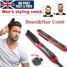 Professional Electric Beard Hair Straightener Hair Curler Iron Heated Brush Comb