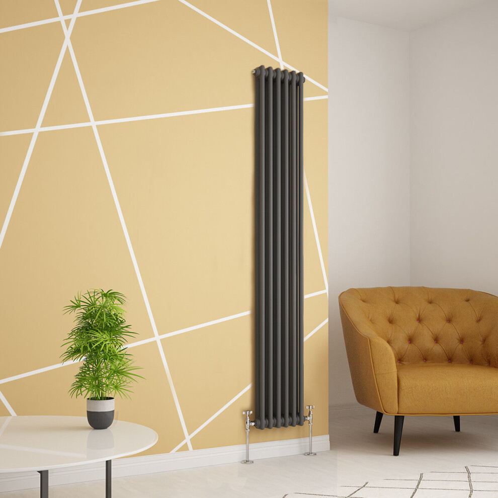 (1800 X 290Mm Double, Anthracite) Plumbgalaxy Traditional-Style Cast Iron Radiator 5055653296312