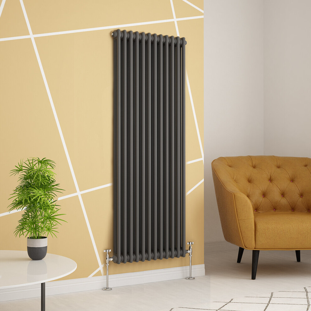 (1500 x 560mm Double, Anthracite) PlumbGalaxy Traditional-Style Cast Iron Radiator