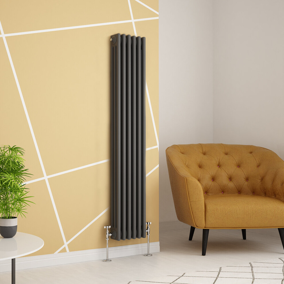Plumbgalaxy (1500 X 290Mm Triple, Anthracite) Traditional-Style Cast Iron Radiator