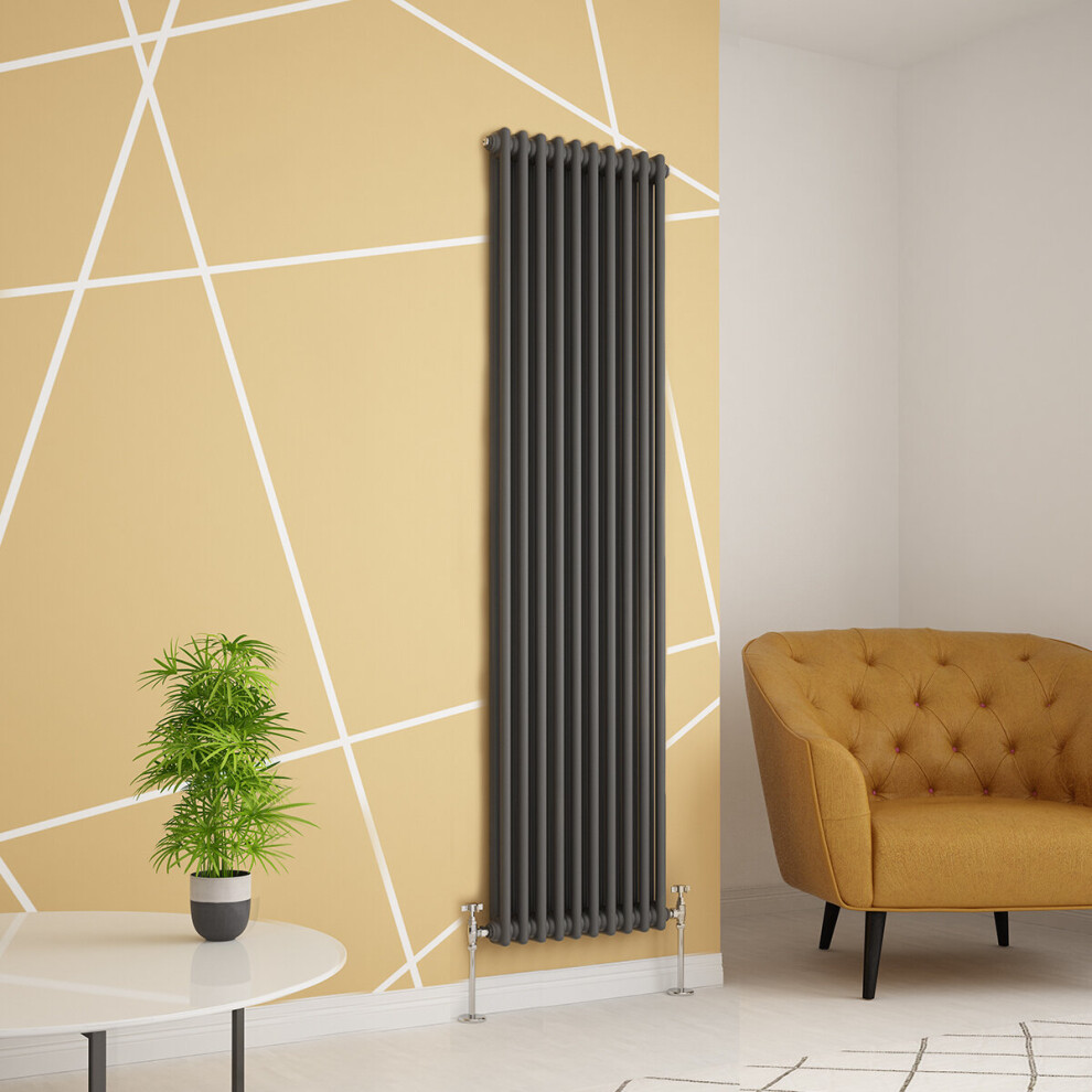 (1800 x 470mm Double, Anthracite) PlumbGalaxy Traditional-Style Cast Iron Radiator