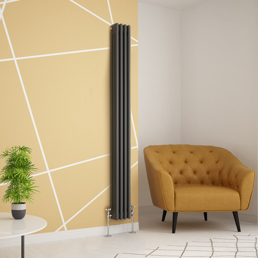 (1800 x 200mm Triple, Anthracite) PlumbGalaxy Traditional-Style Cast Iron Radiator