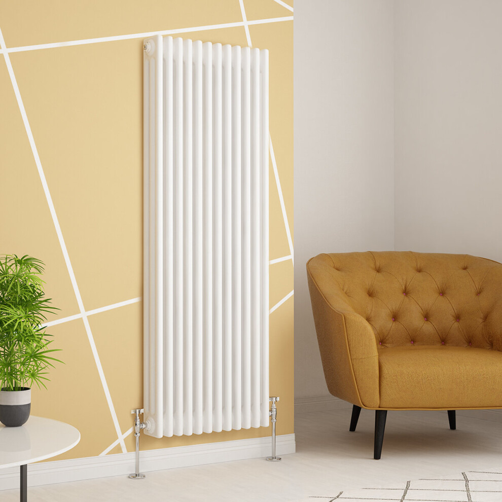 (1500 x 560mm Triple, White) PlumbGalaxy Traditional-Style Cast Iron Radiator