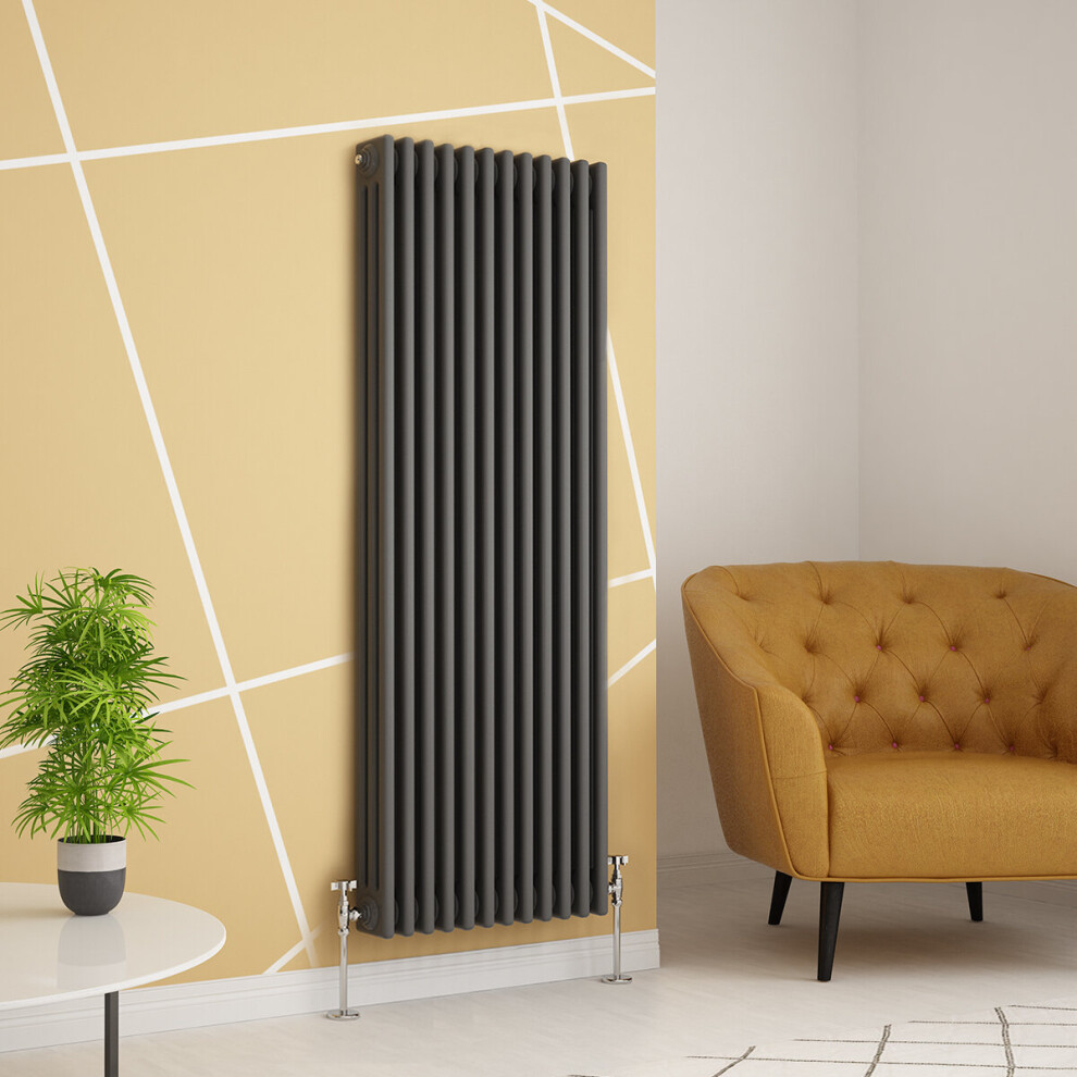 (1500 x 560mm Triple, Anthracite) PlumbGalaxy Traditional-Style Cast Iron Radiator