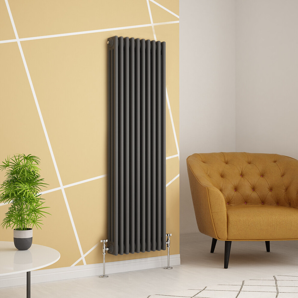 (1500 x 470mm Triple, Anthracite) PlumbGalaxy Traditional-Style Cast Iron Radiator