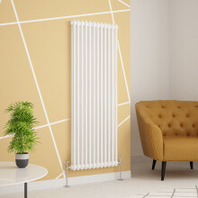 (1500 x 560mm Double, White) PlumbGalaxy Traditional-Style Cast Iron Radiator