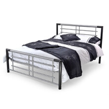 (3FT Single 90cm) Atlanta Contract Mesh Base Black/Silver Metal Bed