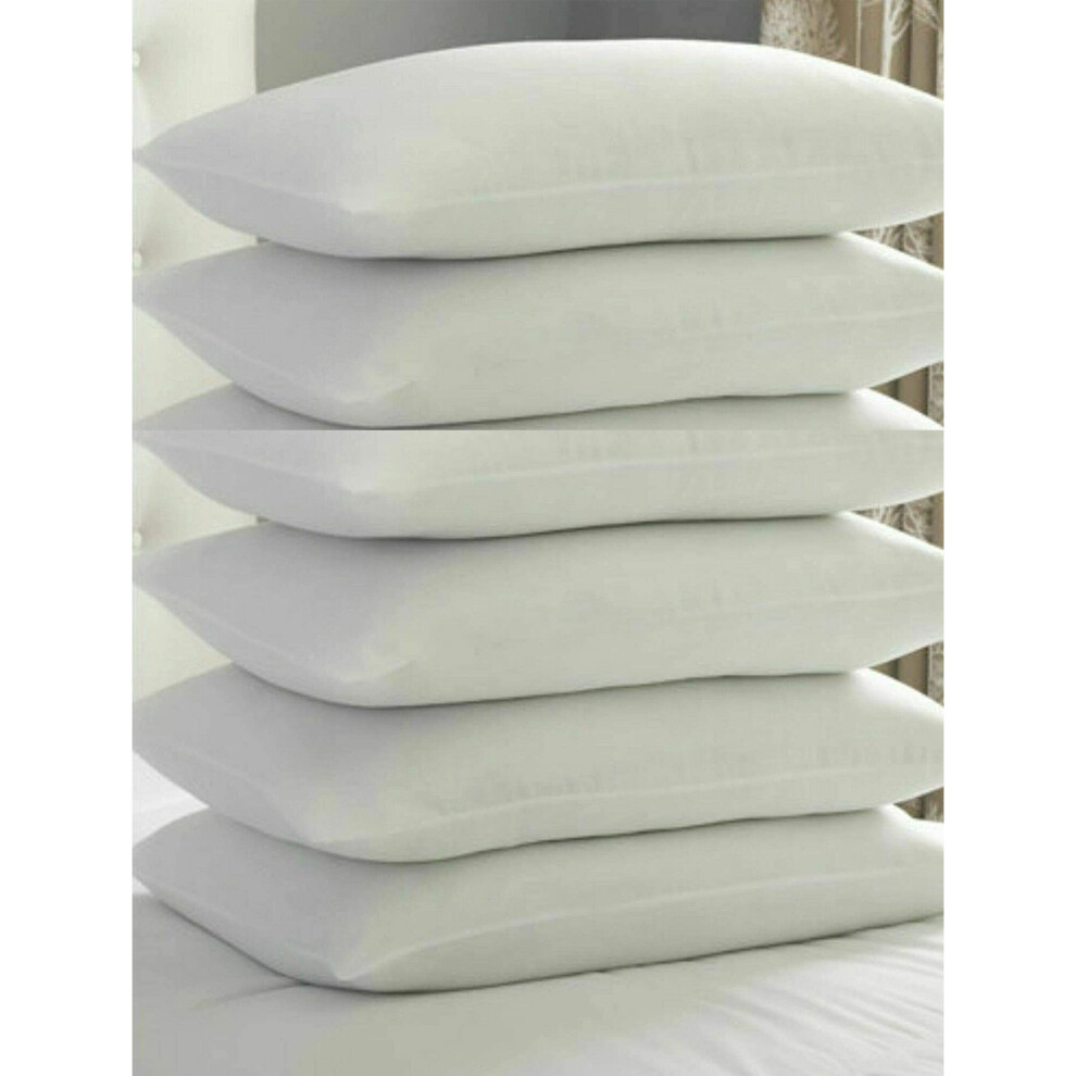 (Pack of 6) Super Bouncy Premium Hollowfiber Pillows. Deep Filled Breathable & Comfy Standard Size Pillows In Valuable Packs 2x, 4x, 6x, 8x.