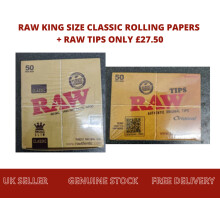 RAW King Size Slim Classic Rolling Paper (FULL PACK) + RAW Tips (FULL PACK)