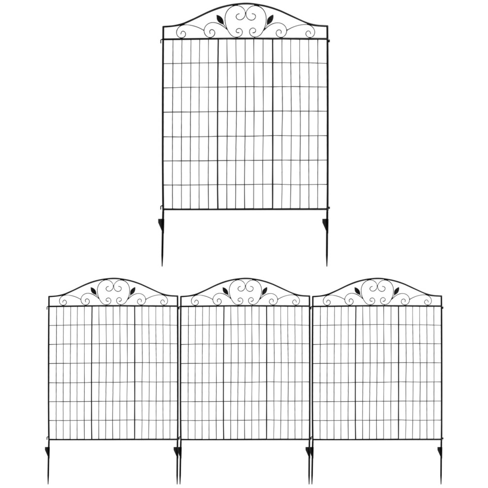 4 Panels Steel Decorative Garden Fence Folding Wire Patio Fences