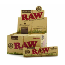 (12 Booklets (Half Box)) RAW Organic Hemp Connoisseur King size Slim Rolling Papers & Roach Tips