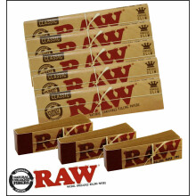 5 RAW Classic King Size Slim Rolling Papers & 3 Raw Roach Tips