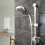 Adjustable Chrome 6 Mode Handset Shower Slider Riser Rail Kit Head Set 6