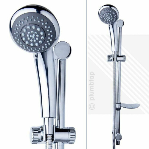 Adjustable Chrome 6 Mode Handset Shower Slider Riser Rail Kit Head Set 2