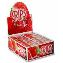 (24 Rolls (Full Box)) RIPS Strawberry Slim Flavoured Cigarette Rolling Papers - 44mm Wide