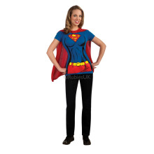 (Blue) Superman Supergirl Cape Costume Tee Shirt