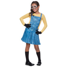 (multicoloured, L) Minion costume Girl Child Costume 4-piece set Minionkostüm for children Size