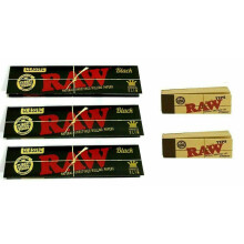 3 RAW Black CLASSIC Rolling Papers King Size Slim with 2 Roach Filter Tips