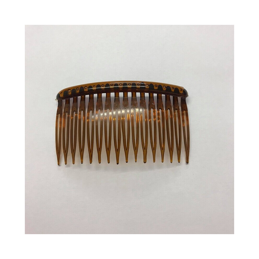 2 x Hair Side Combs 82mm With Grip Brown