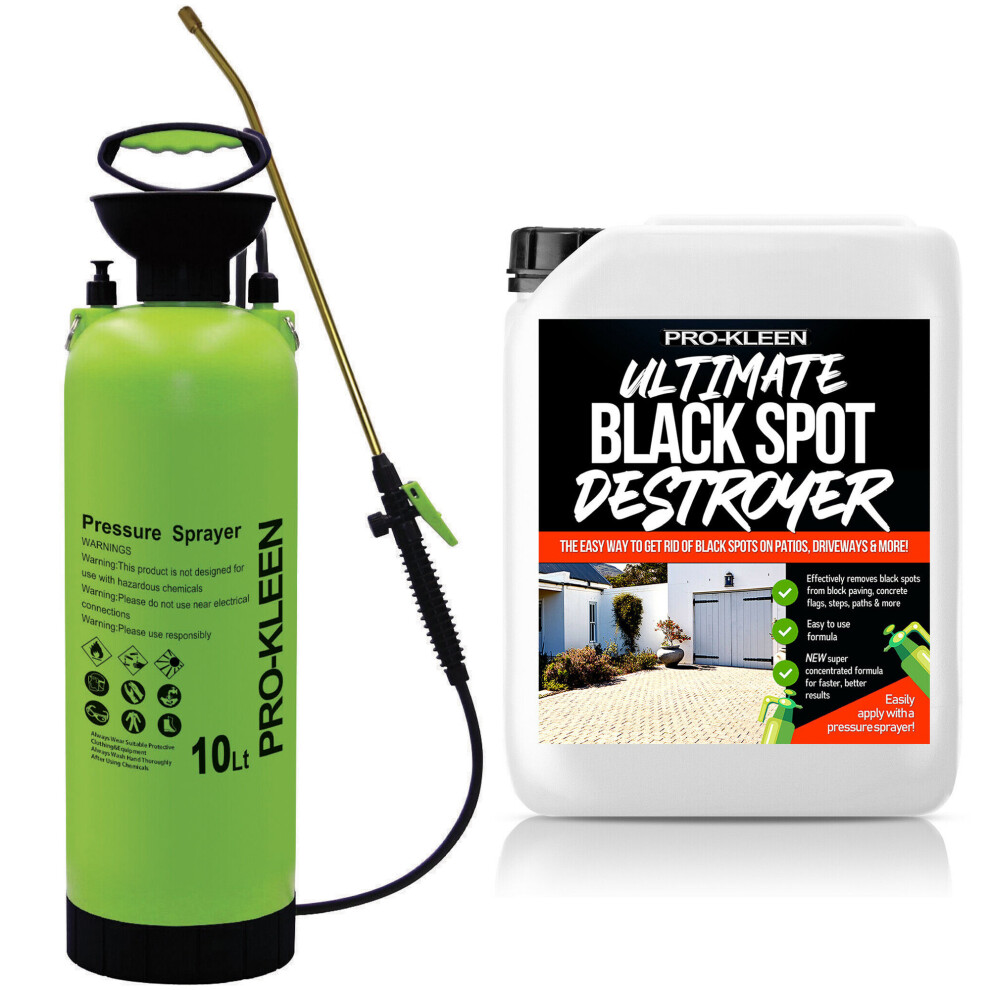 (Pro-Kleen Ultimate Black Spot Destroyer 1 x 5L) Garden Sprayer 10L Pump Action Patio Cleaner Kits