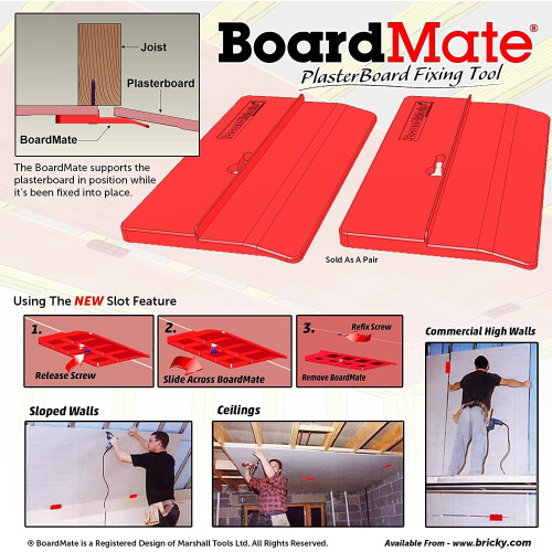 BoardMate - Drywall PlasterBoard Fixing Tool - Supports the Board in place while fixing. 2