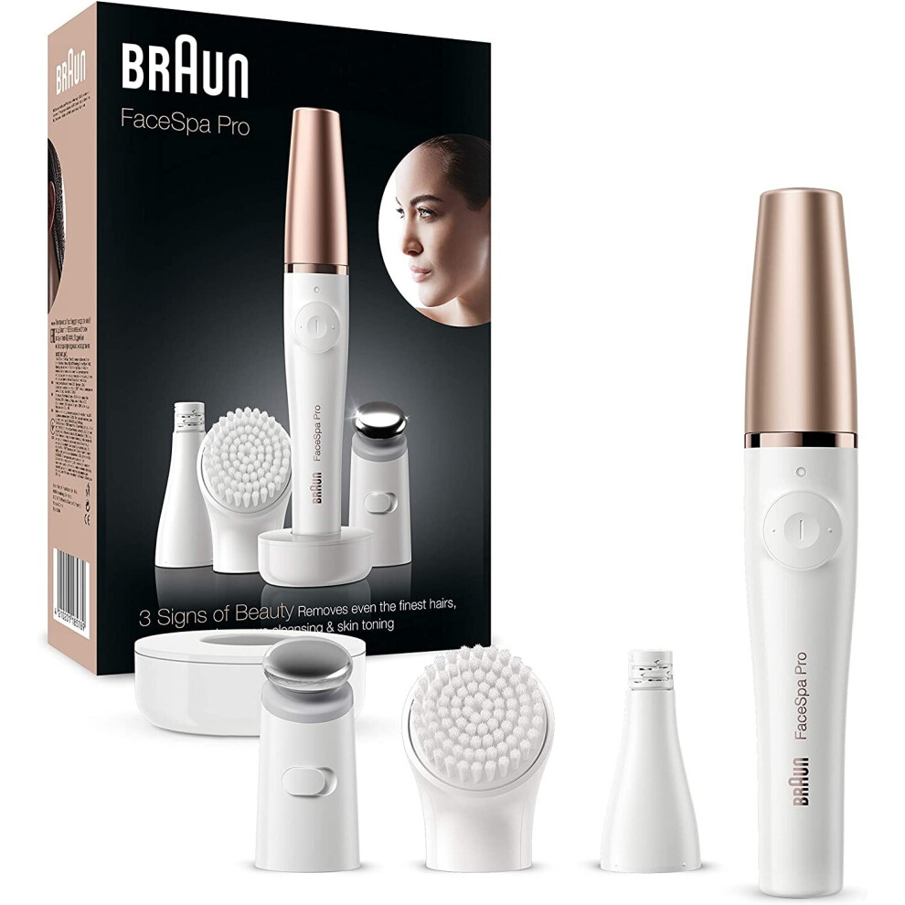 Braun FaceSpa Pro 911 Facial Epilator 3-in-1 Facial Epilating Cleansing and Skin Toning System for Salon Beauty at Home with 3 Extras Rechargeable C