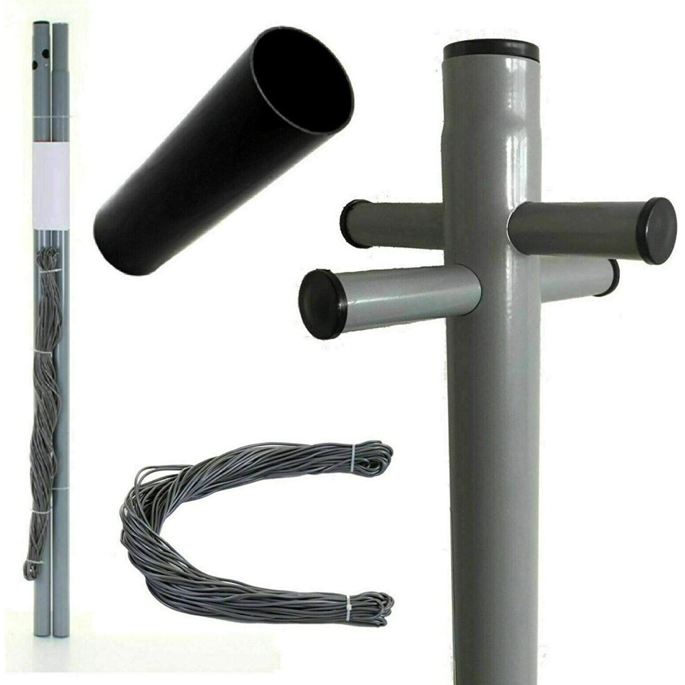 Caprican Heavy Duty Galvanised Clothes Line Post 2.4M 30M Pvc Washing Line
