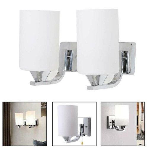 (Double head with pull switch) Double Head Glass Wall Light Lamp +Free LED Bulb