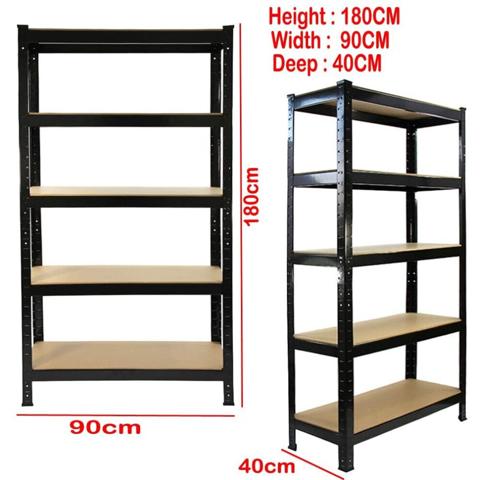 (Black 180x90x40cm) Metal Shelving Units Racking Garage Storage Shelve