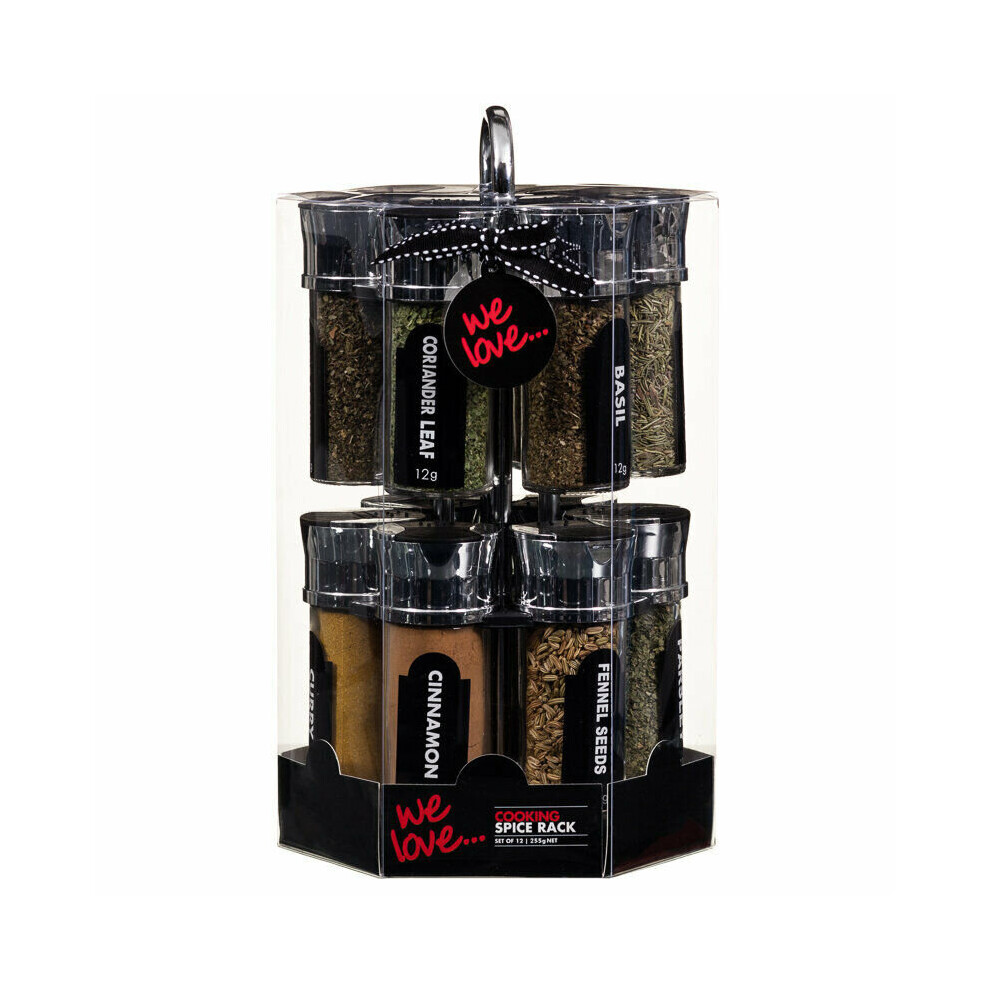 Dylex Revolving Spice Rack Storage Stand 12 Spices Herbs With Chrome Holder Red