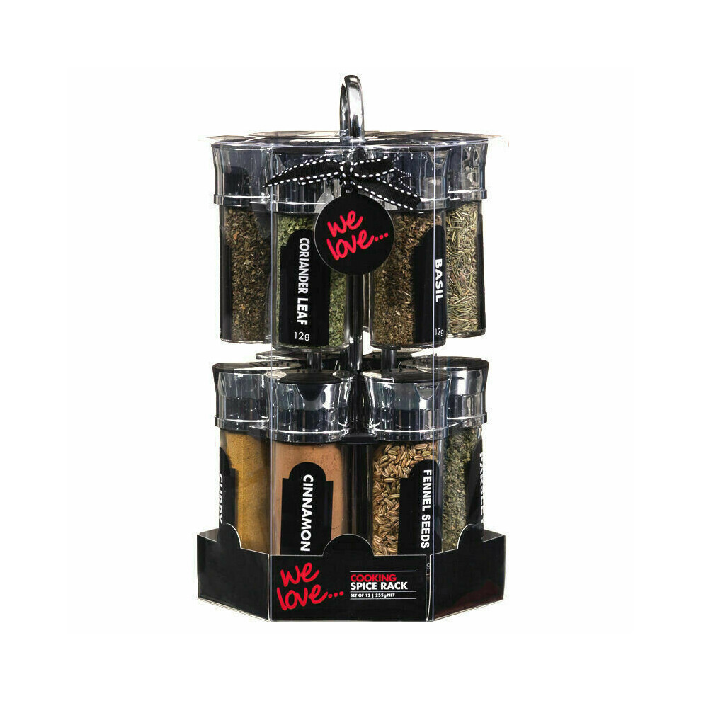 Dylex Cooking Spice Rack Stand With 12 Storage Jars - Including Spices & Herbs