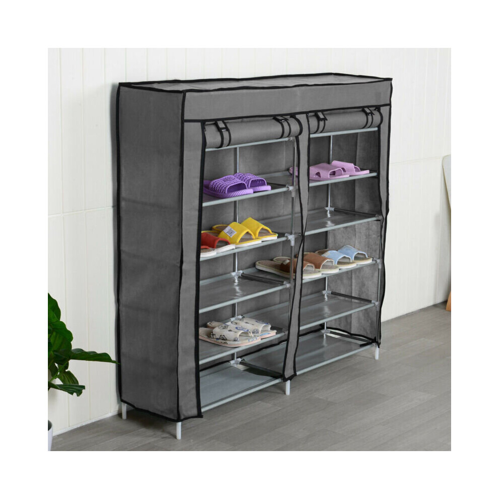 (Grey) 6 Tier Dustproof Shoes Cabinet Storage Organiser