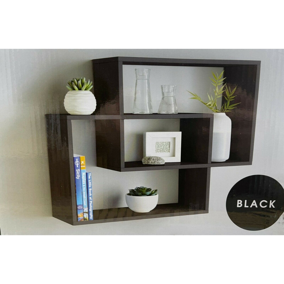 Multi Compartment Display Wall Floating Shelf Wall Decoration Home Decor Black