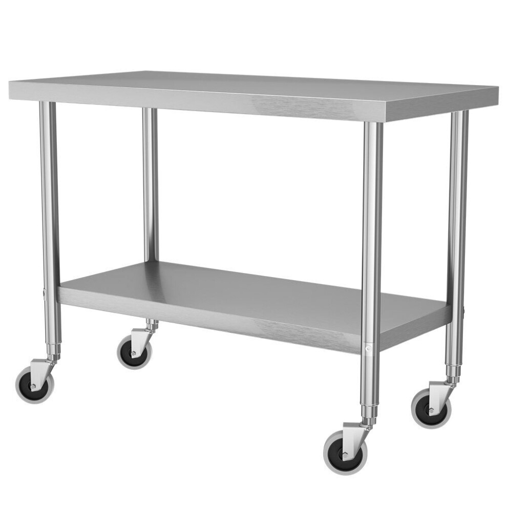 120CM Stainless Steel Kitchen Work Table with Wheels