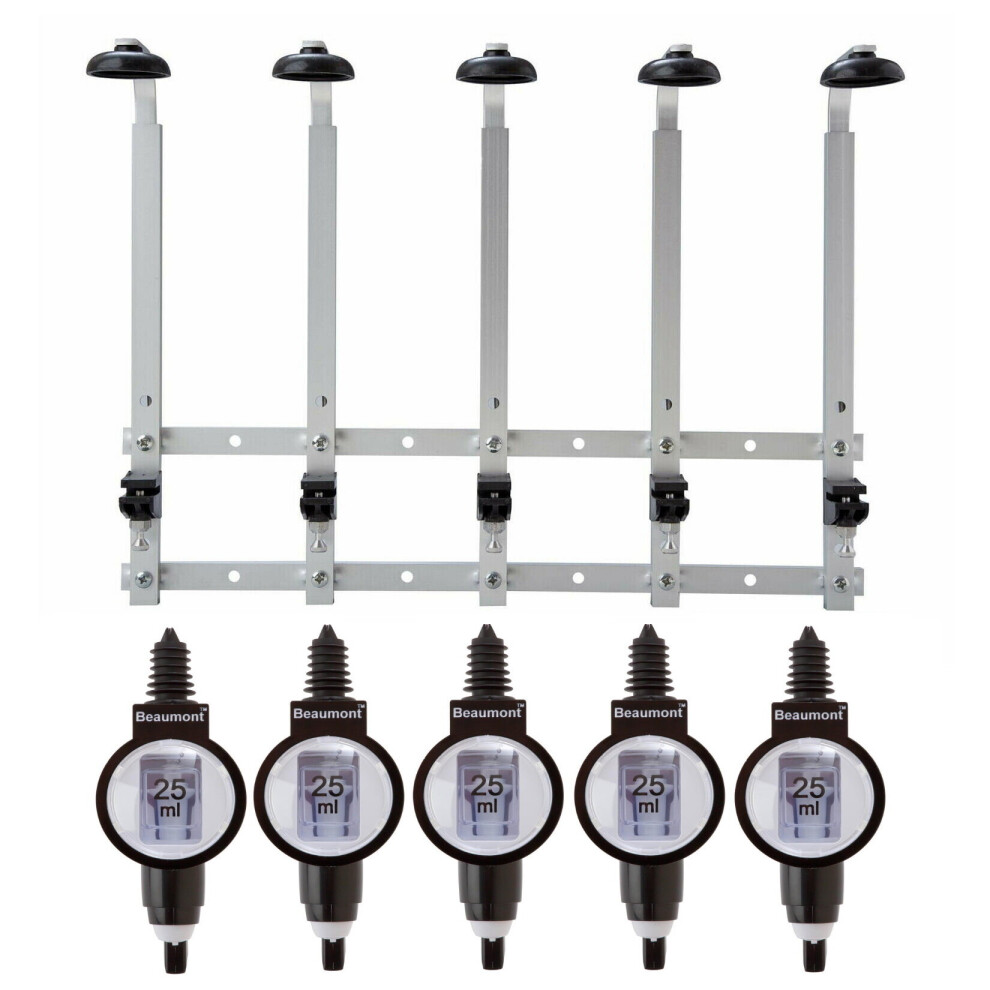Beaumont 5 x 25ml Metrix SL Bar Optic Spirit Measure & 70cl/1L Wall Brackets