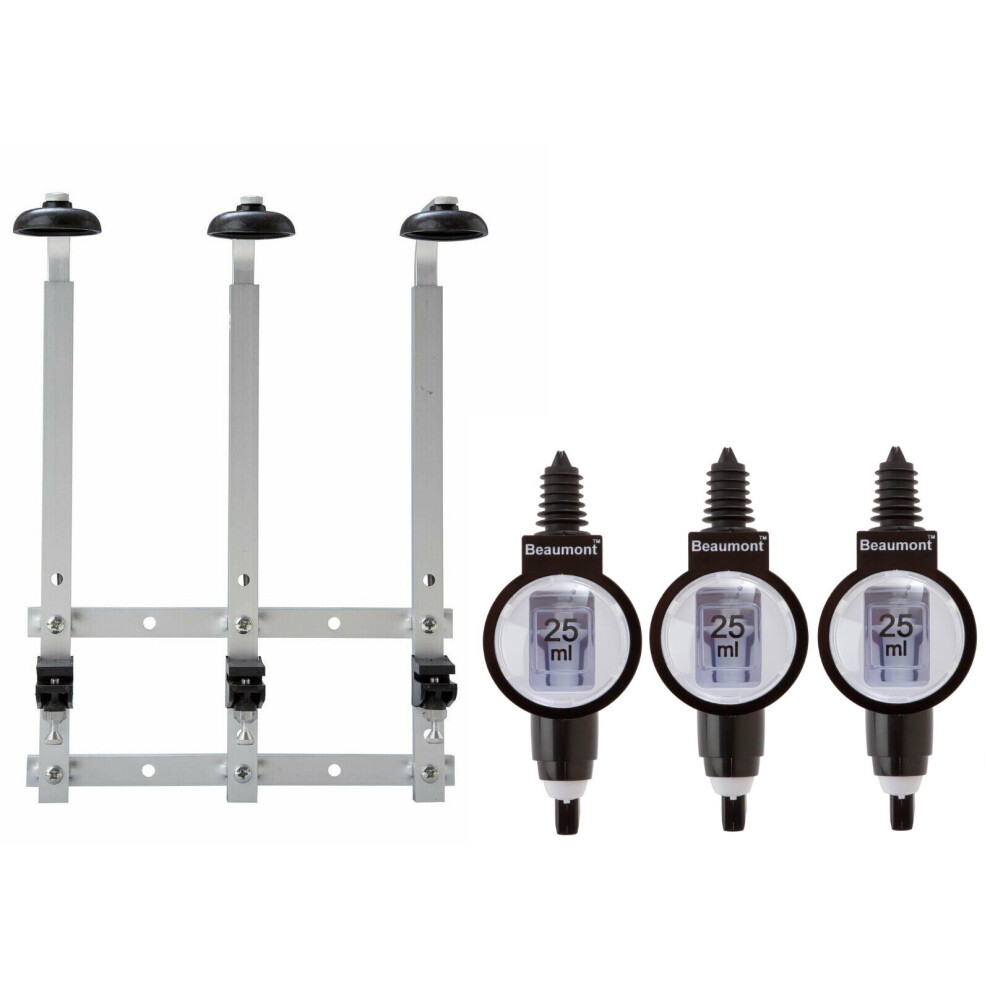 Beaumont 3 x 25ml Metrix SL Bar Optic Spirit Measure & 70cl/1L Wall Brackets