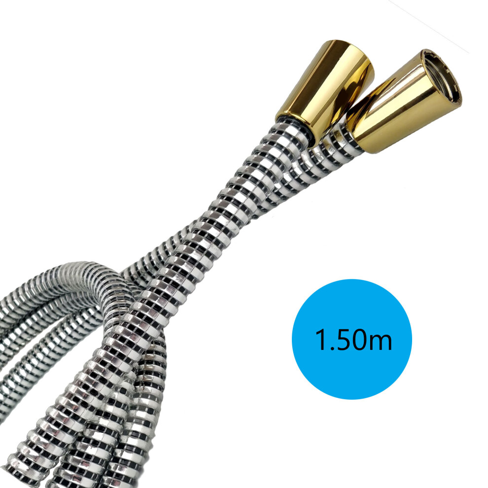 (1.5m) Flexible PVC Replacement Black/Chrome/Gold Bathroom Shower Hose Pipe All Sizes