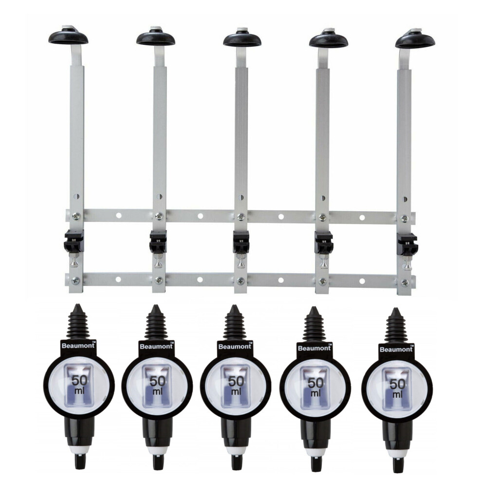 Beaumont 5 x 50ml Metrix SL Bar Optic Spirit Measure & 70cl/1L Wall Brackets