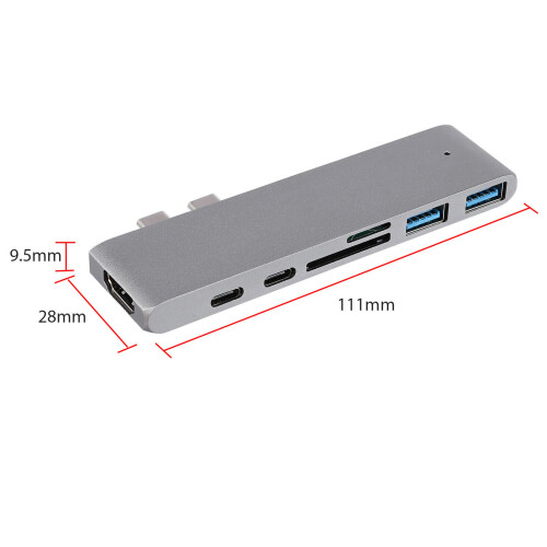 7 in 1 USB C Hub Type-C Card Thunderbolt 3 port Reader Adapter 2