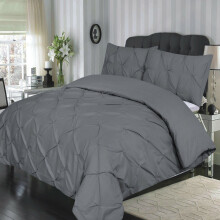 (Super-King, Grey) Premium Quality Pintuck Diamond Duvet Cover Soft & Luxurious Polycotton Bedding Nice Colour Collection Affordable Prices