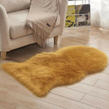 (Yellow Camel, 60 x 90 cm) Fluffy Faux Fur Sheepskin Rug Living Room Bedroom Floor Carpet Rugs Home Decor
