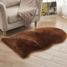 (Brown, 60 x 90 cm) Fluffy Faux Fur Sheepskin Rug Living Room Bedroom Floor Carpet Rugs Home Decor