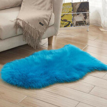 (Deep Blue, 60 x 90 cm) Fluffy Faux Fur Sheepskin Rug Living Room Bedroom Floor Carpet Rugs Home Decor