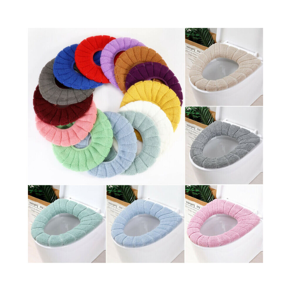 (Blue) Bathroom Soft Toilet Seat Cover Washable Warmer Mat Pads Lid Cushion Closestool