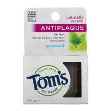 Tom's of Maine filo interdentale piatto antiplacca cerato naturale menta verde 32 iarde