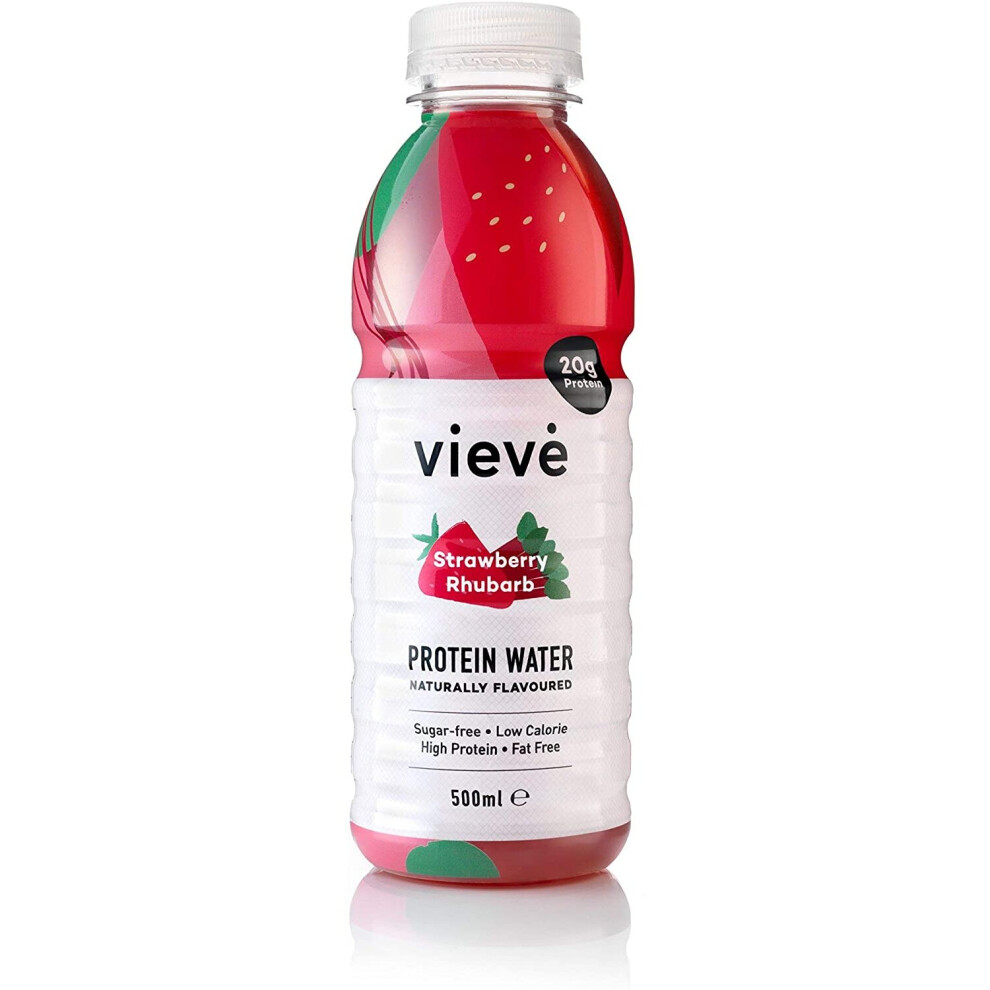 Vieve Protein Water 6x500ml - Strawberry & Rhubarb | 20g Protein, Sugar Free, Fat Free & Dairy Free | A Ready to Drink Alternative to Protein Powder