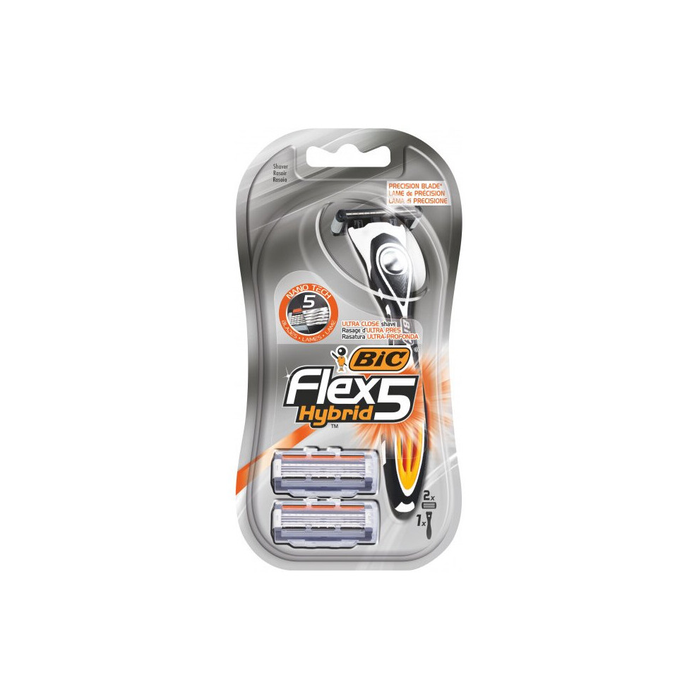Bic Flex 5 Hybrid Razor With Refill - 1 Handle And Two Cartridge Heads
