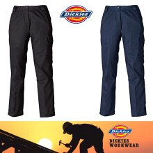 (16 Short, Black) DICKIES REDHAWK WD855 Ladies Workwear Combat Trousers