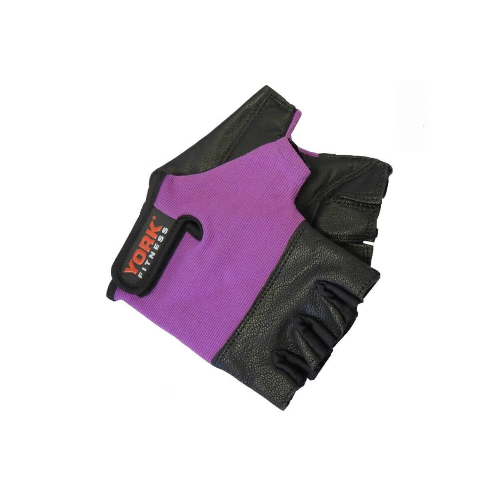(L) York Women's Leather Weight Lifting Gloves - Purple