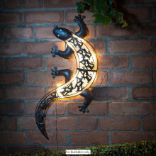 Solar Powered Bright LED Light Gecko Metal Garden Decoration Wall Art G-0111